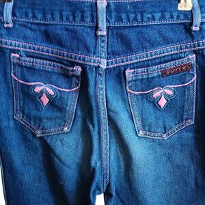 Vintage 1980's Girls Jeans 23X25 10 Sugartime Disco Embroidered Pocket Straight